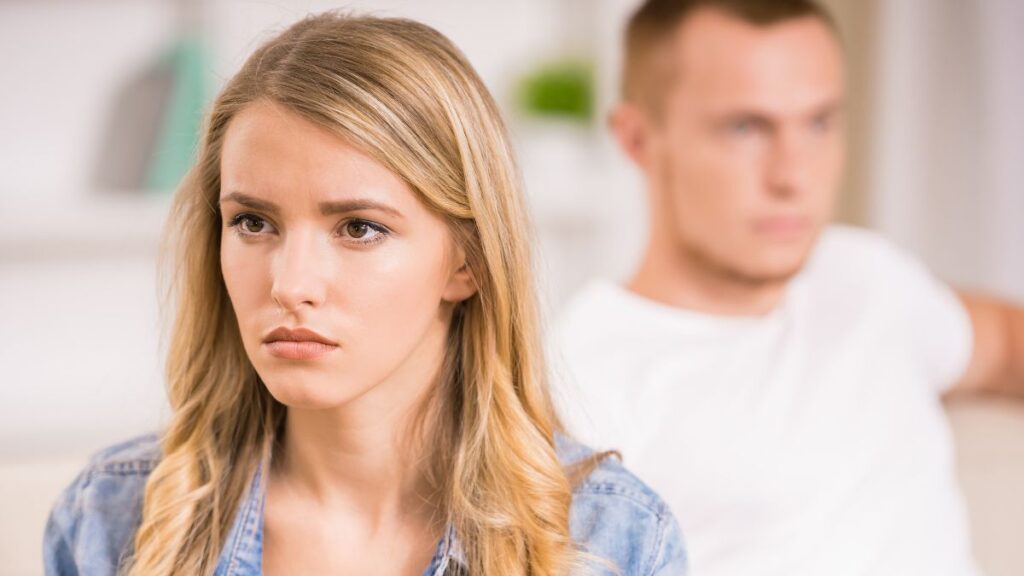 upset couple looking away from each other