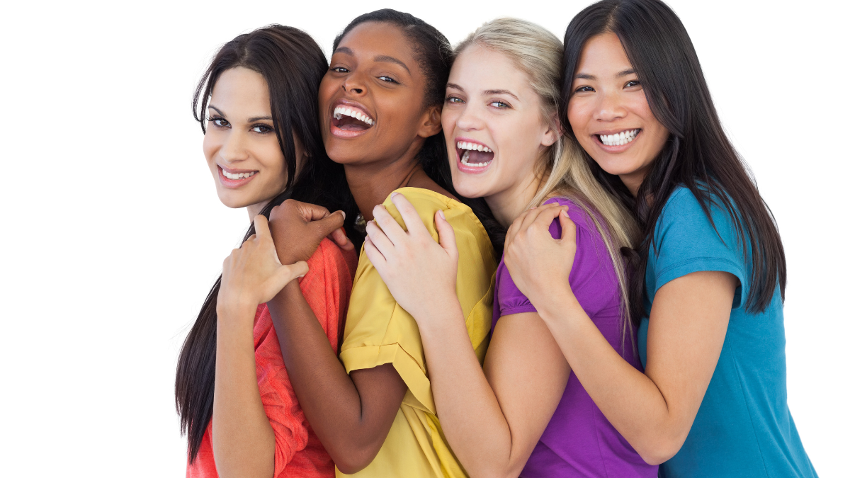 Diverse young women laughing